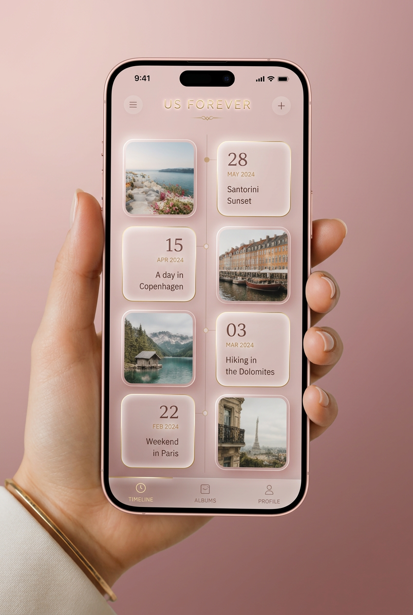 Smartphone im Hochformat zeigt das persönliche Erinnerungs-Memory Book